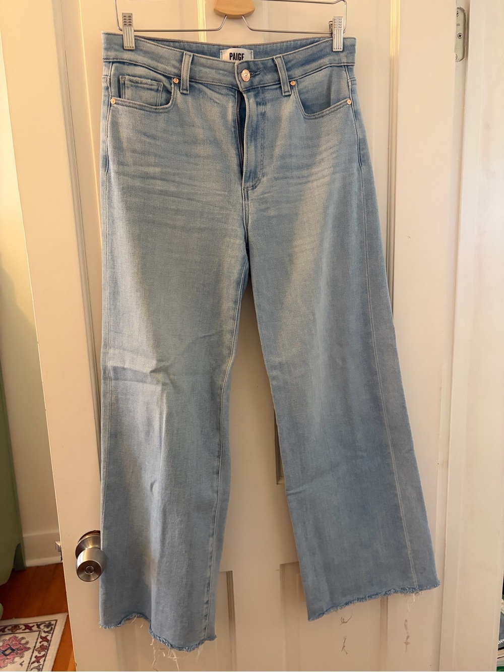 PAIGE Light Blue Wide-Leg Denim Jeans
